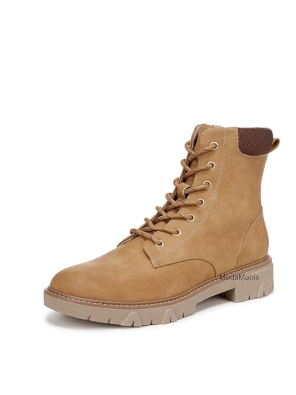 Faux Leather Combat Boots Lace Up Zip Ankle Booties